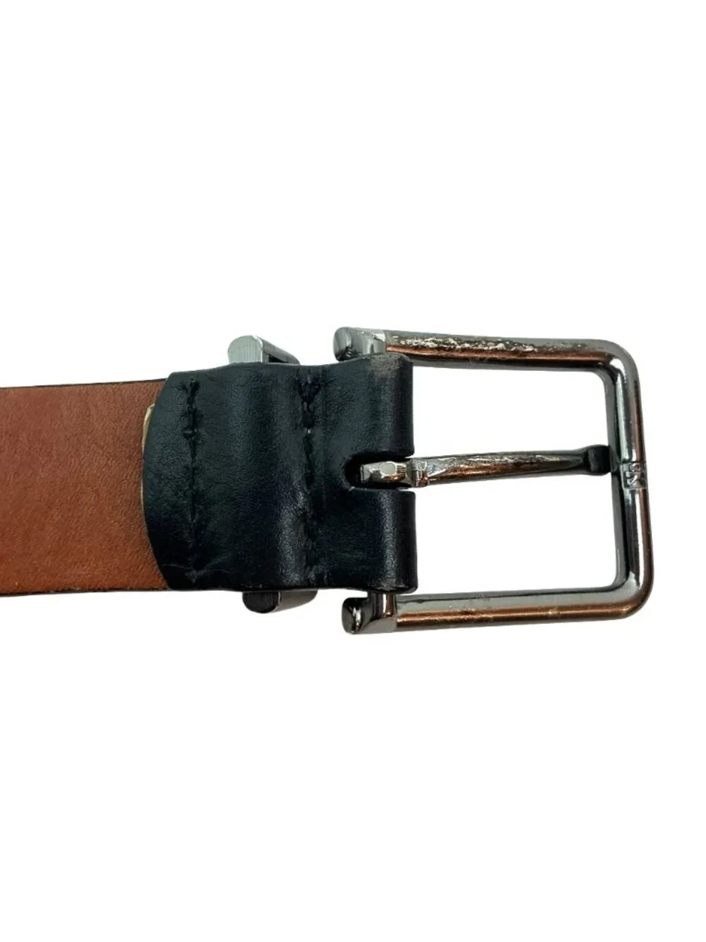 Calvin Klein Genuine Leather Belt Silver Buckle  Womens 30/90
